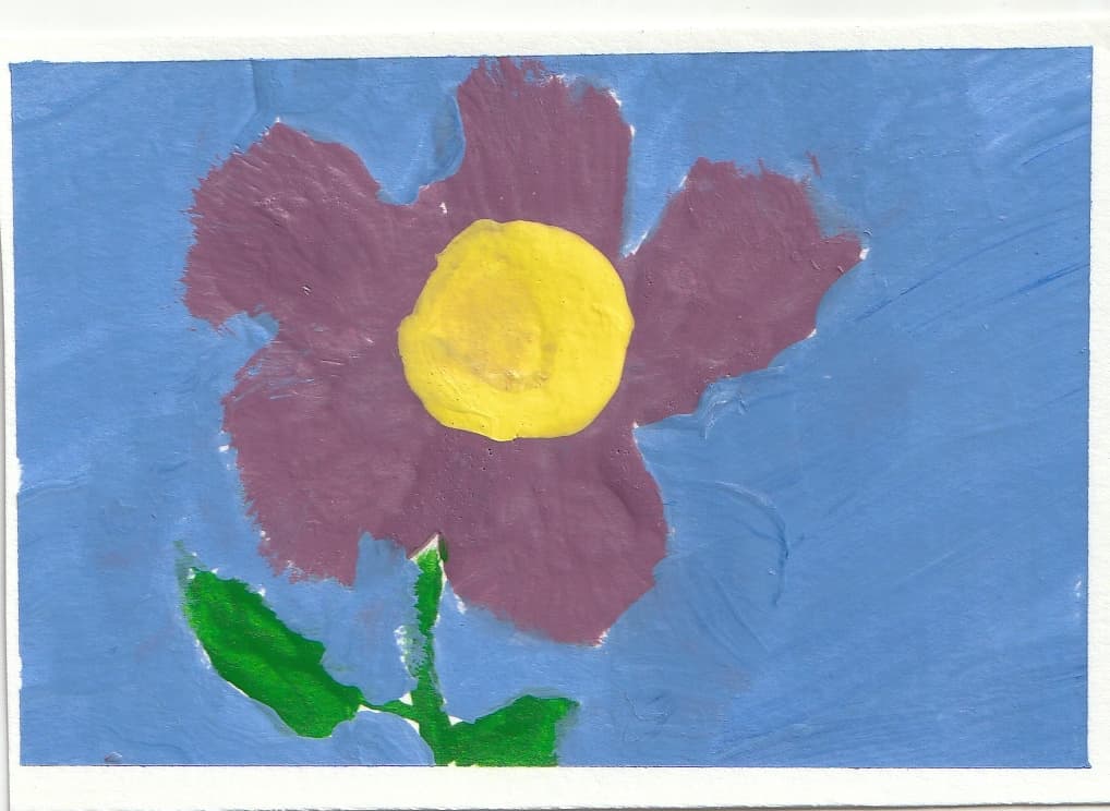 Purple Flower — original ACEO acrylic painting
