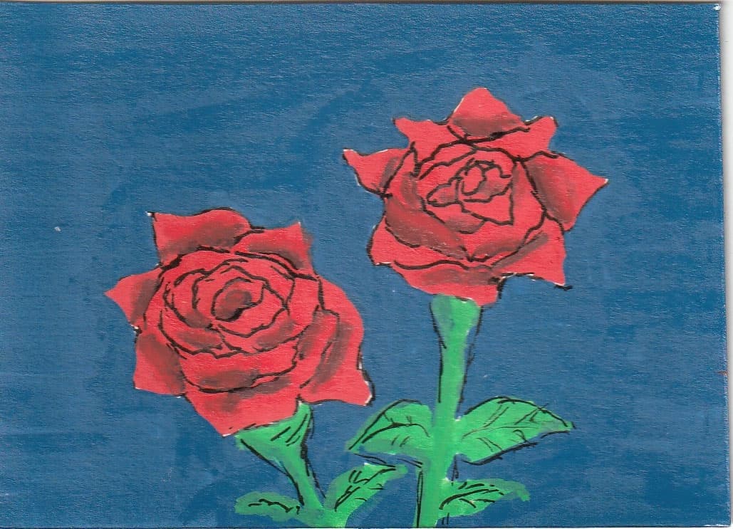 Red Roses — original ACEO acrylic painting