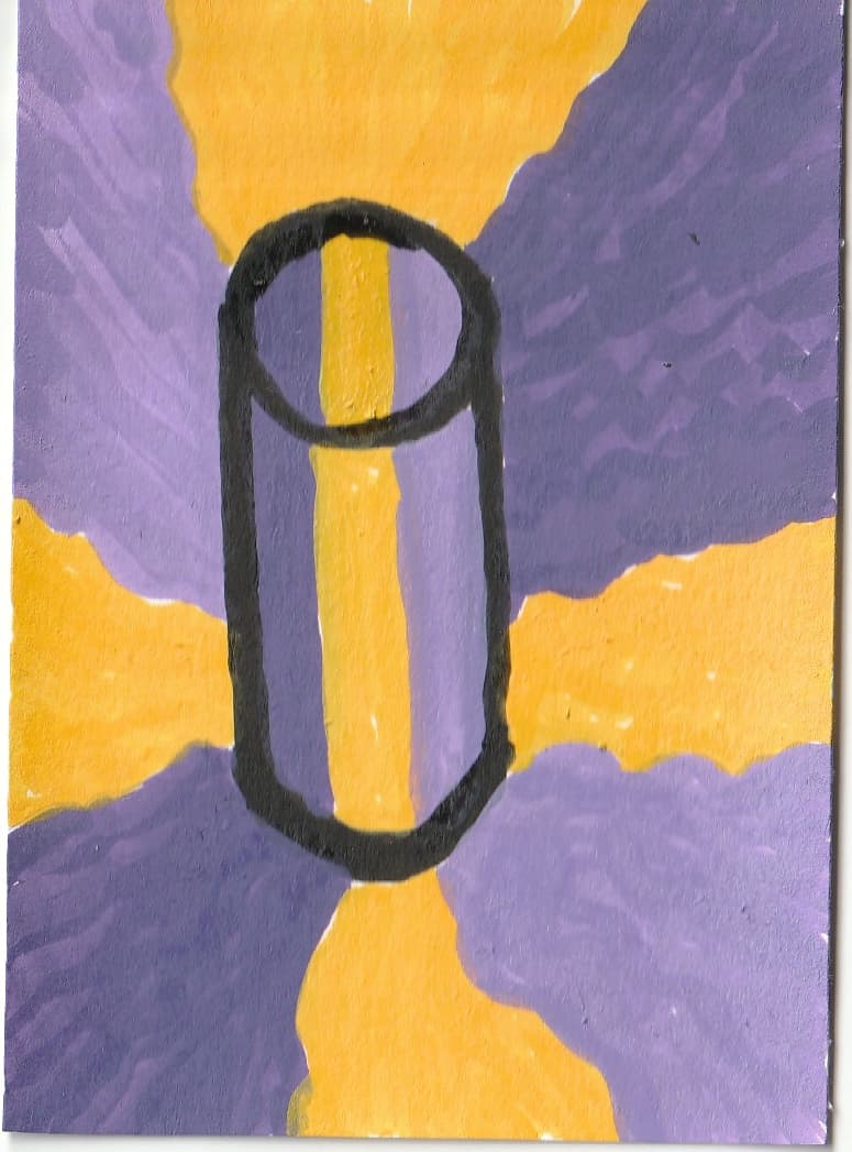 Spilled Purple and Gold Paint — original ACEO acrylic painting