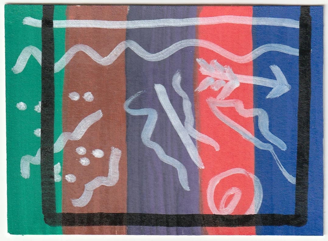 Cave Writing — Abstract — original ACEO acrylic painting