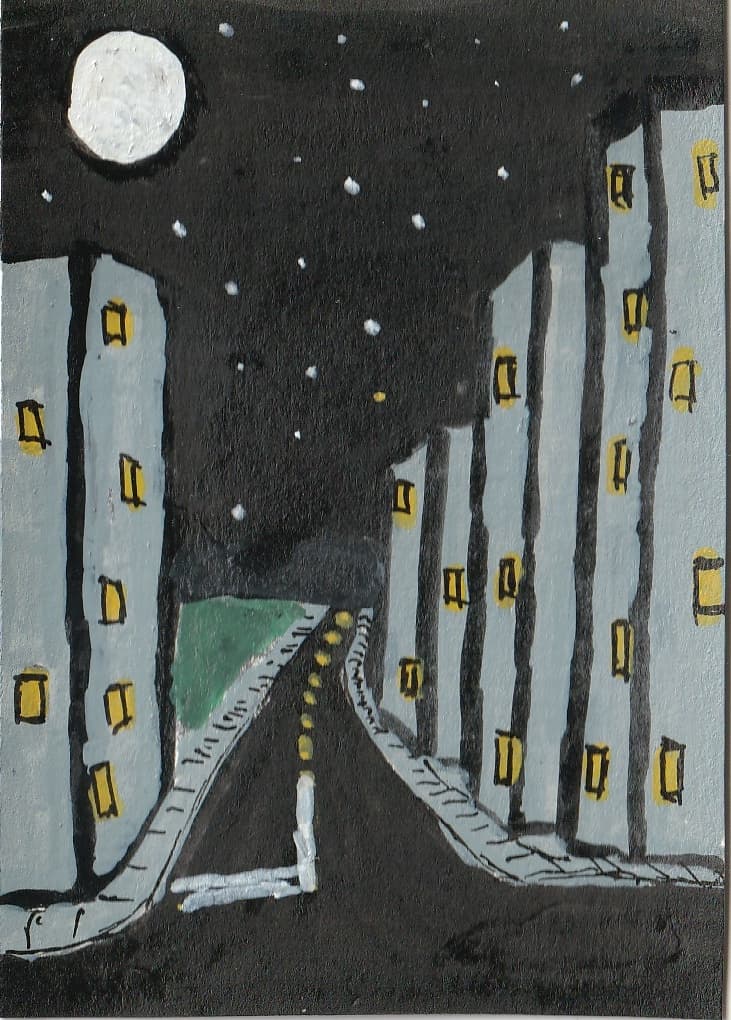 Night Life — original ACEO acrylic painting